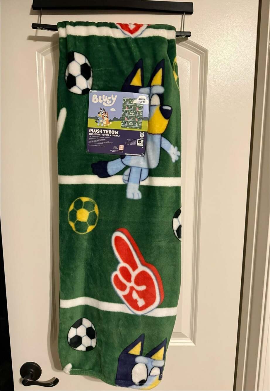 Bluey Soccer Football Theme Plush Throw Blanket 50 in x 70 in